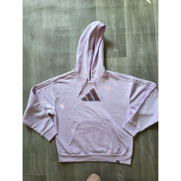 Adidas Womens Lilac Logo Hoodie Sweatshirt Size S NWT - Picture 4 of 10